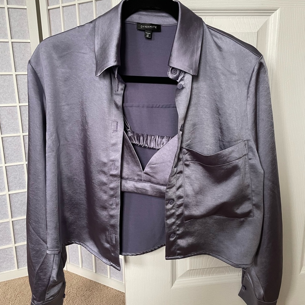 Dynamite Satin blouse with matching satin bralette